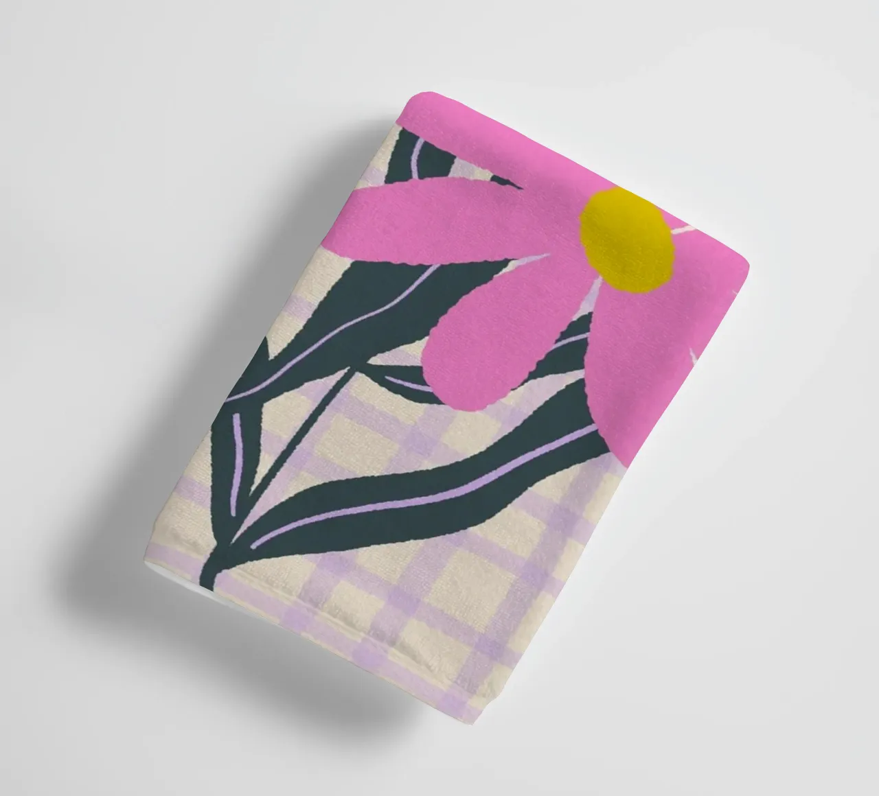 Abstract flowers on a grid pattern towel by Wackapacka