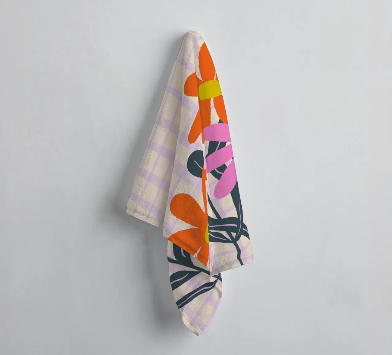 Abstract flowers on a grid pattern towel by Wackapacka