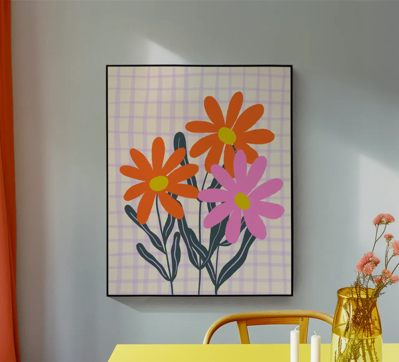 Flores abstractas en una cuadrícula metacrilato de Wackapacka