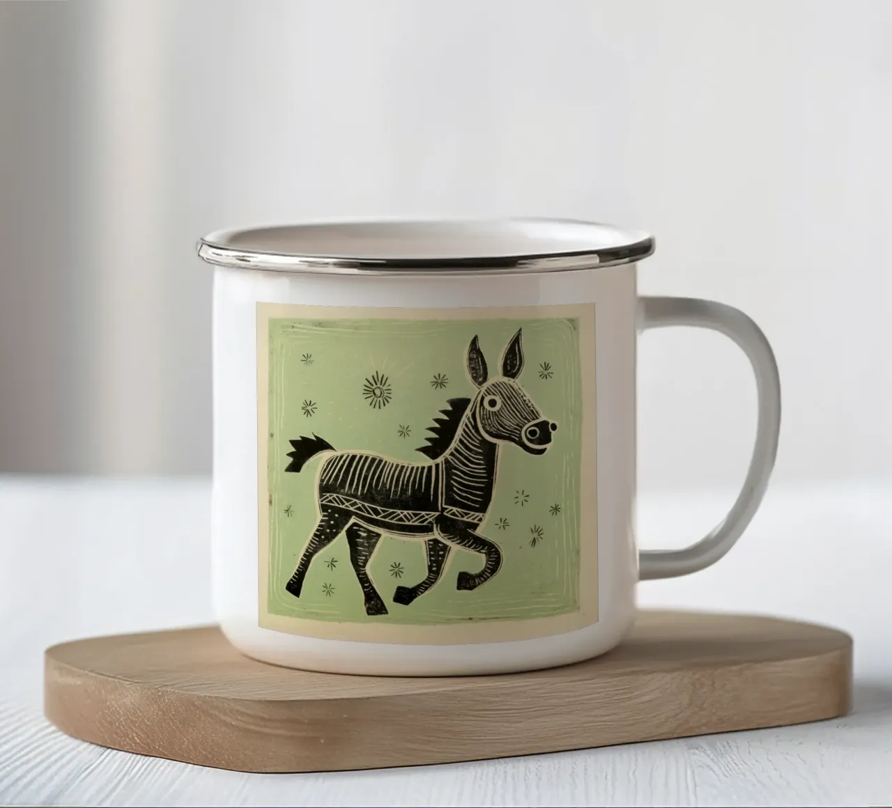 Asino verde 1 tazza in smalto da Minimal Animal Art