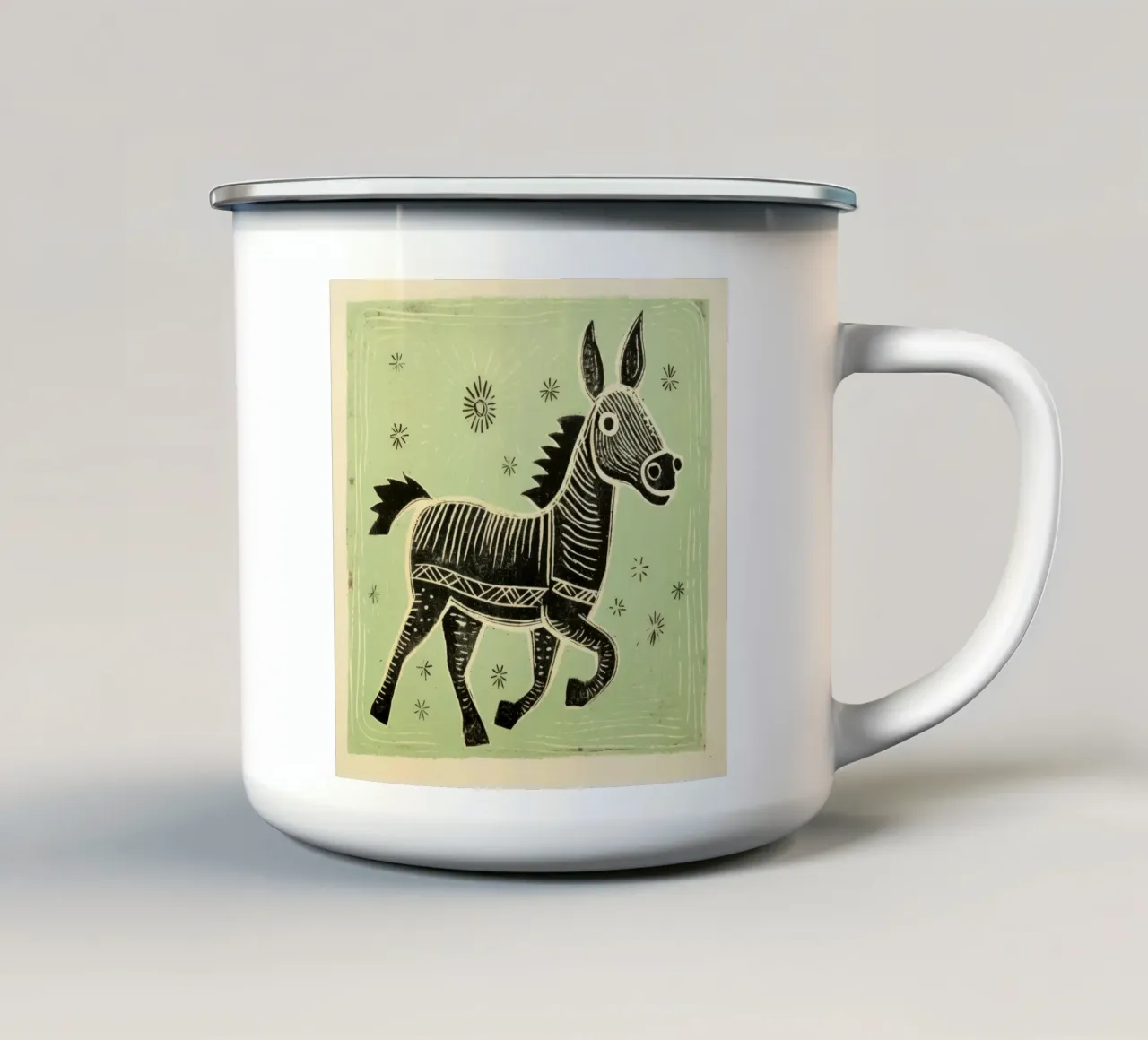 Asino verde 1 tazza in smalto da Minimal Animal Art