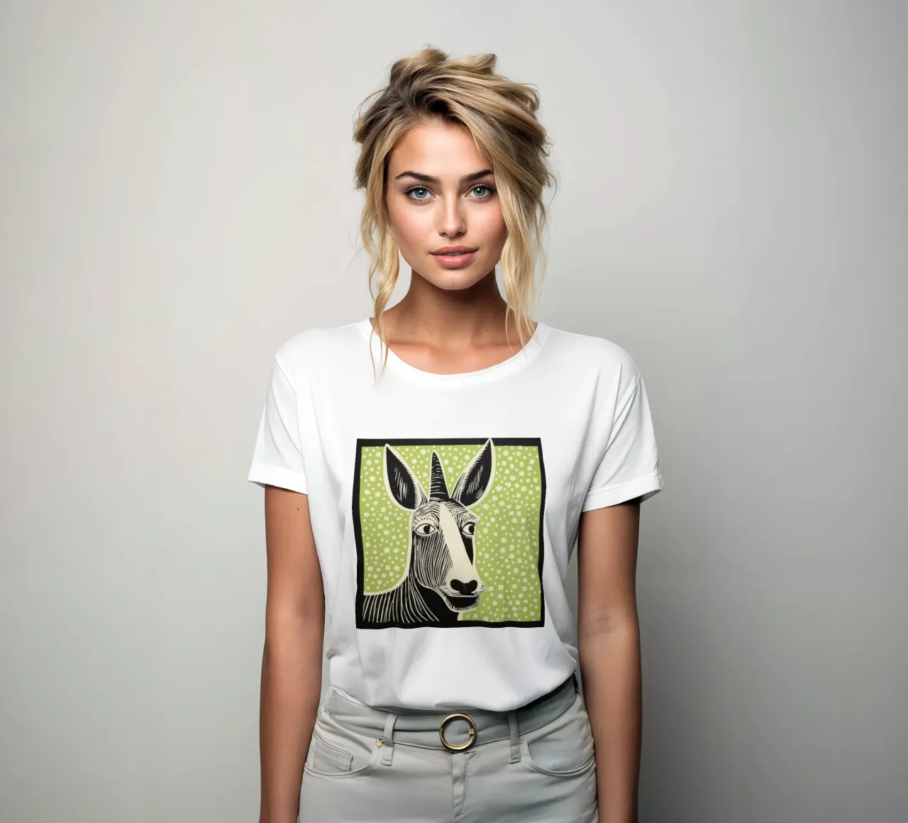 Green Donkey 2 women's fitted t-shirt by Minimal Animal Art