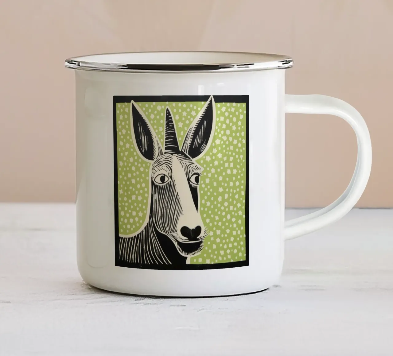 Asino verde 2 tazza in smalto da Minimal Animal Art