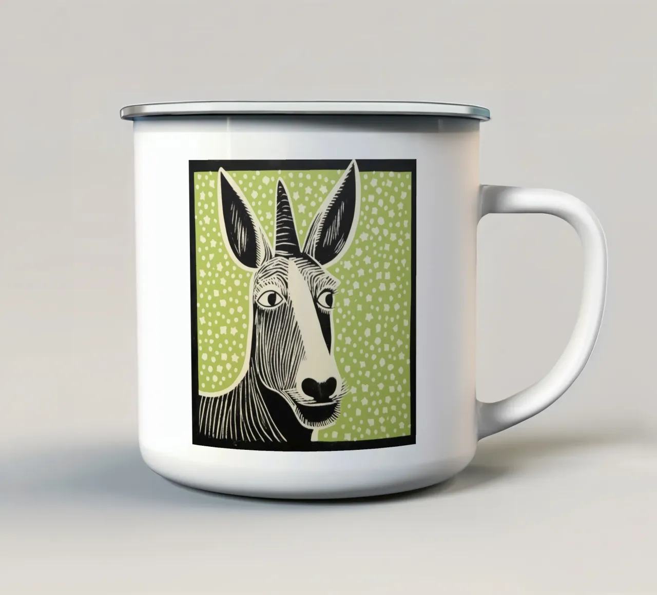Asino verde 2 tazza in smalto da Minimal Animal Art
