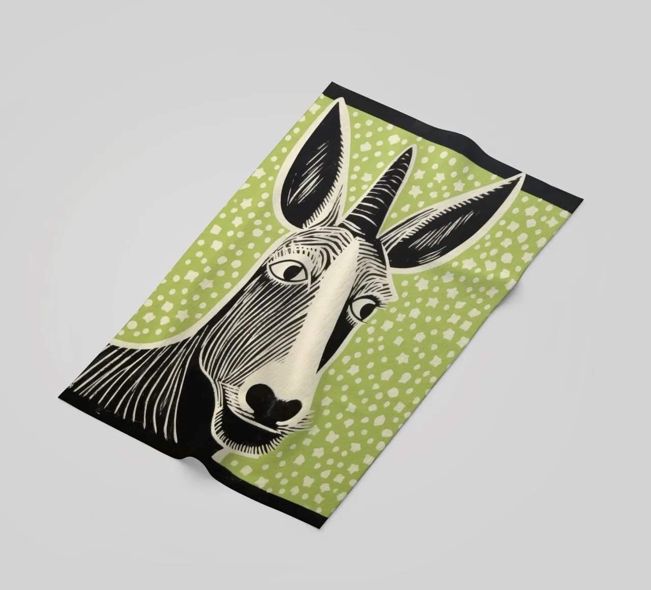 Green Donkey 2 beach towel by Minimal Animal Art
