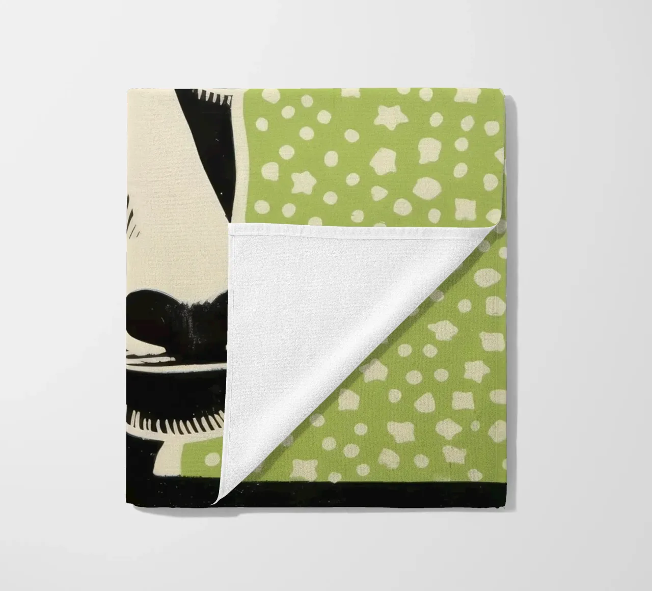 Green Donkey 2 beach towel by Minimal Animal Art