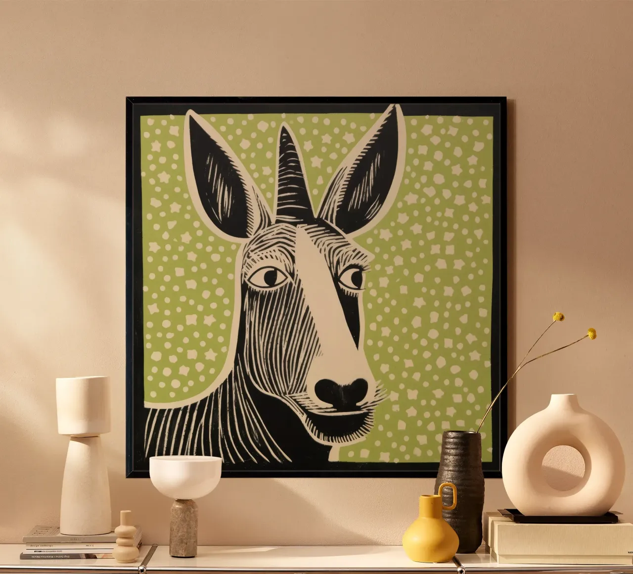 Green Donkey 2 poster by Minimal Animal Art