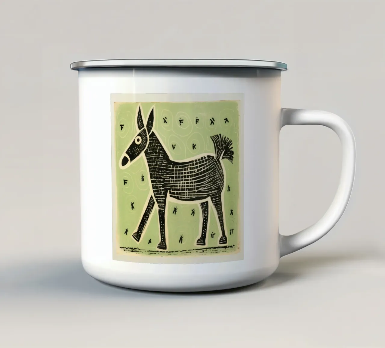 Asino verde 3 tazza in smalto da Minimal Animal Art