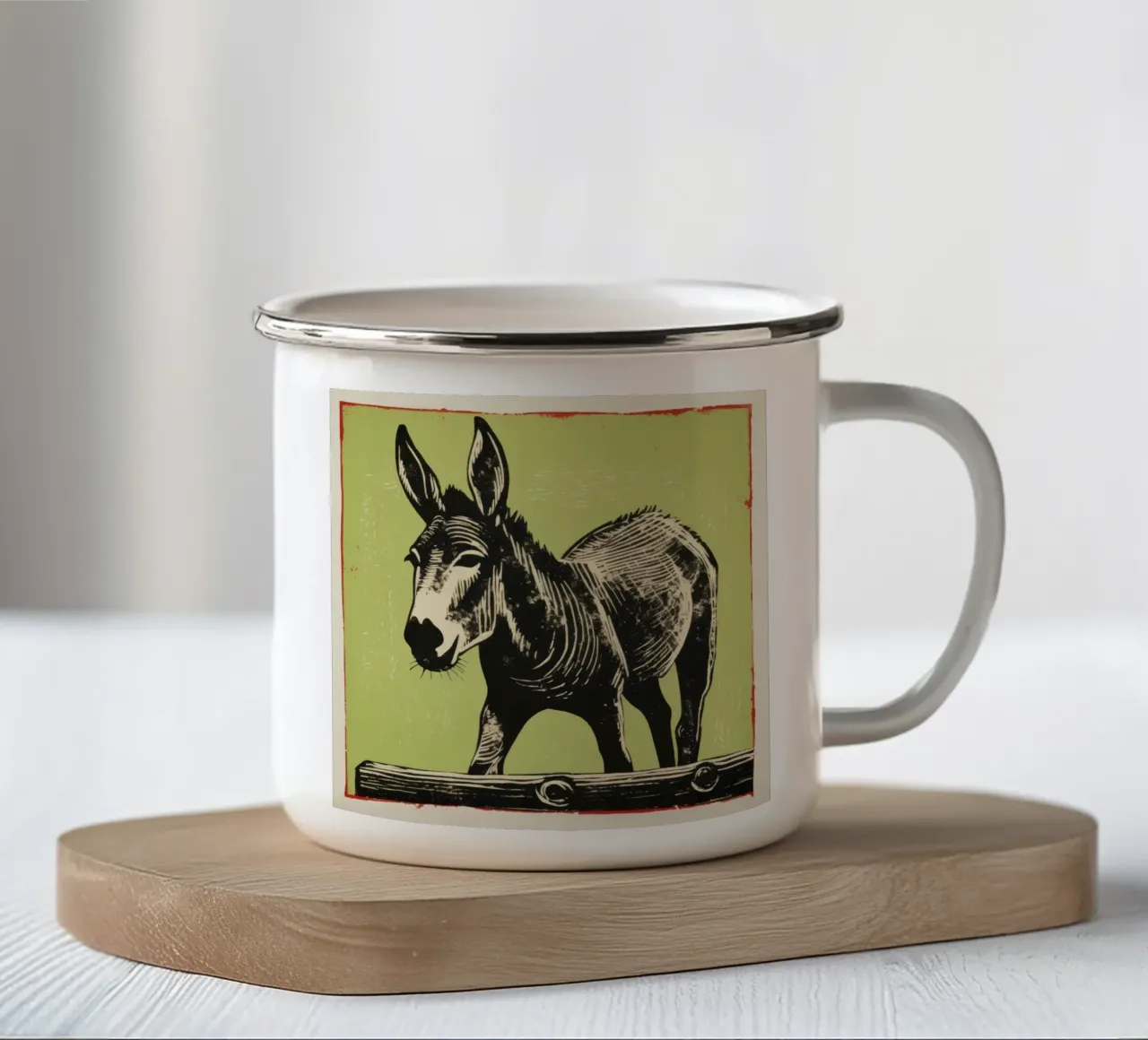 Asino verde 4 tazza in smalto da Minimal Animal Art