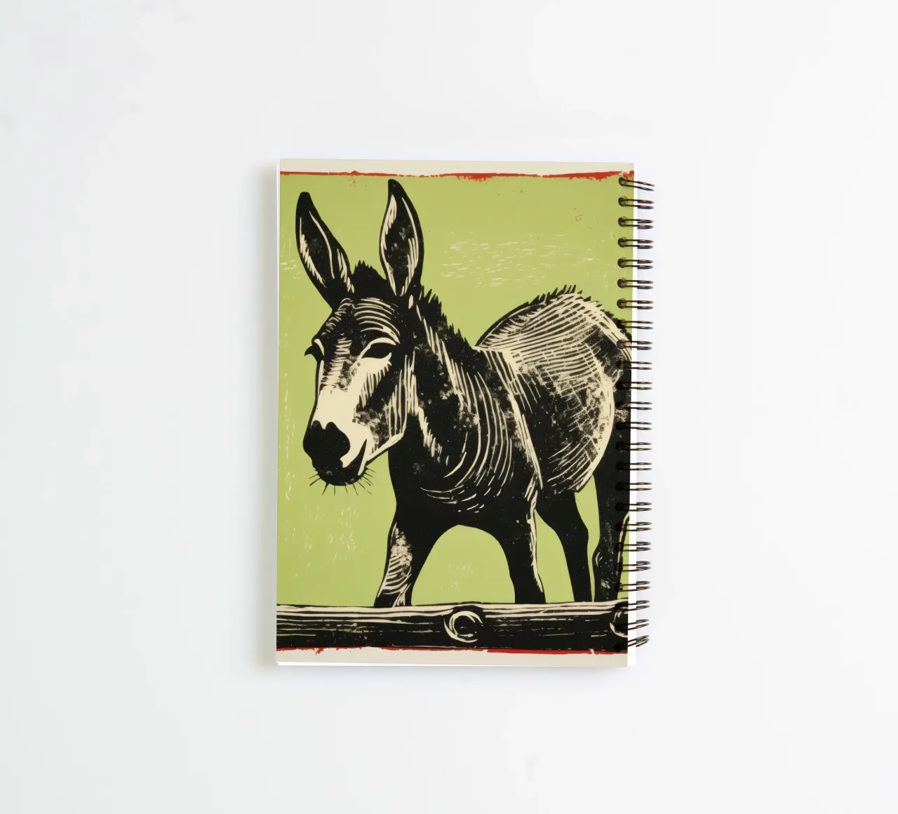 Green Donkey 4 spiral notebook by Minimal Animal Art