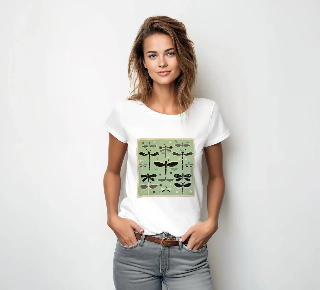 Libélula verde 1 camiseta de mujer de Minimal Animal Art