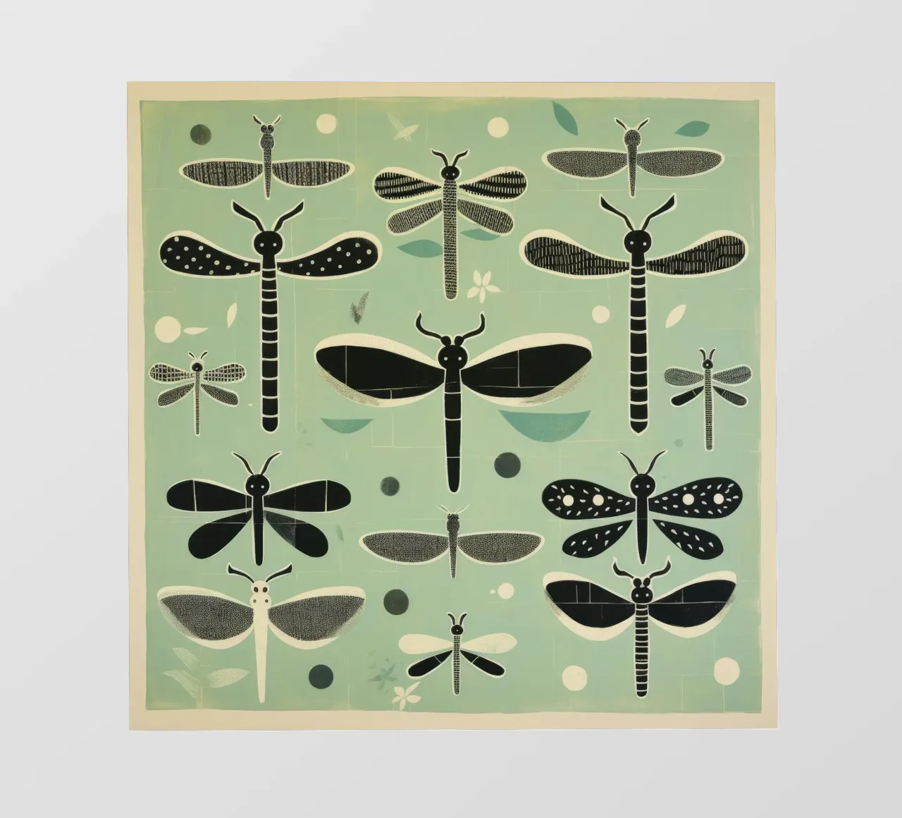 Libellula verde 1 telo in pvc da Minimal Animal Art