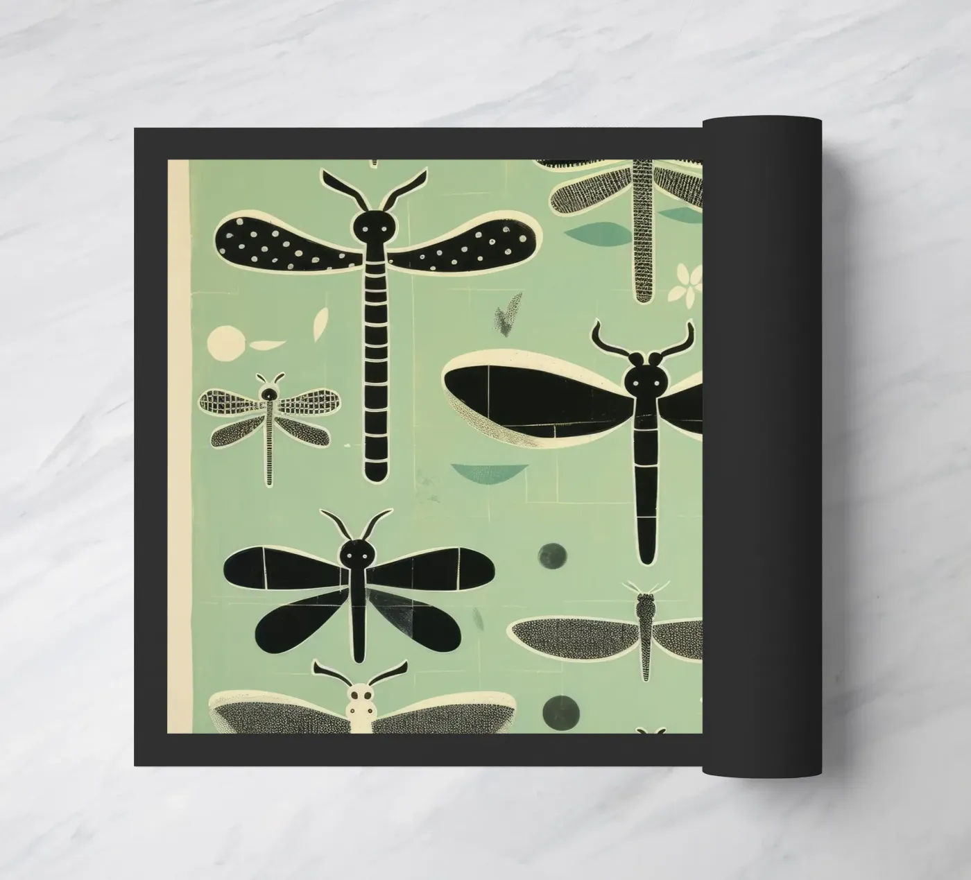 Groene libellen deurmat van Minimal Animal Art