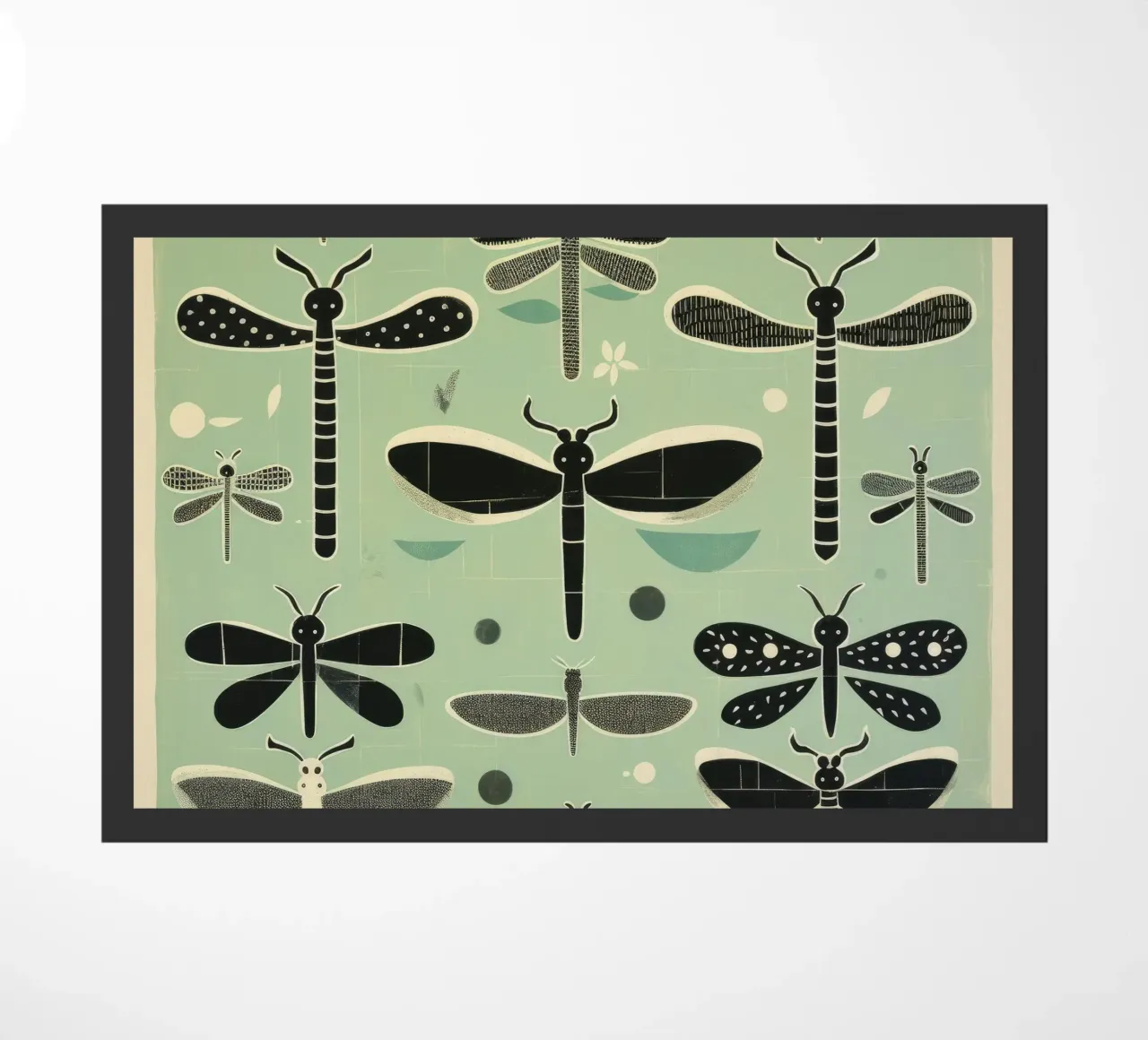 Groene libellen deurmat van Minimal Animal Art