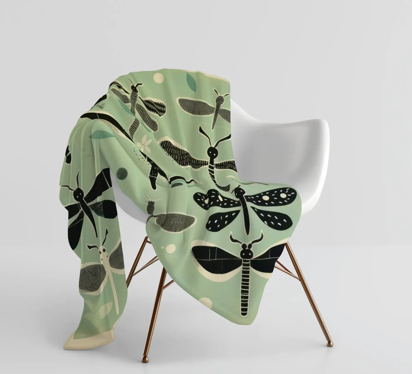 Groene libellen fleecedeken van Minimal Animal Art