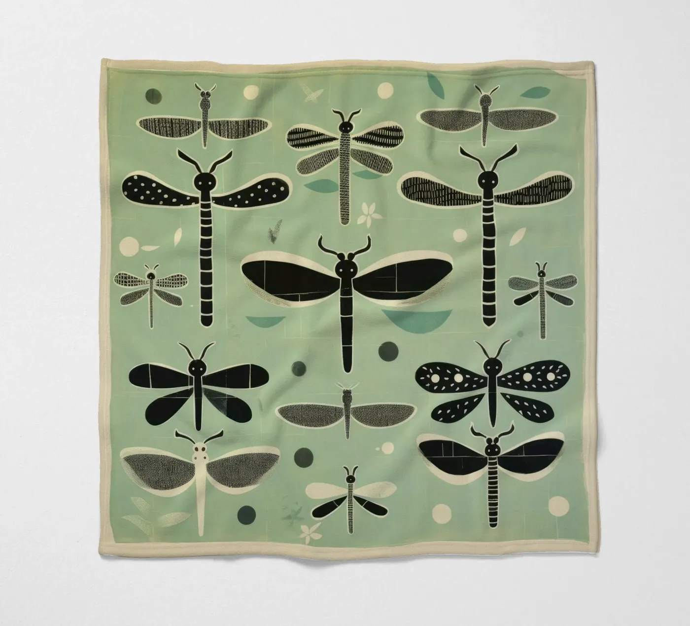 Groene libellen fleecedeken van Minimal Animal Art