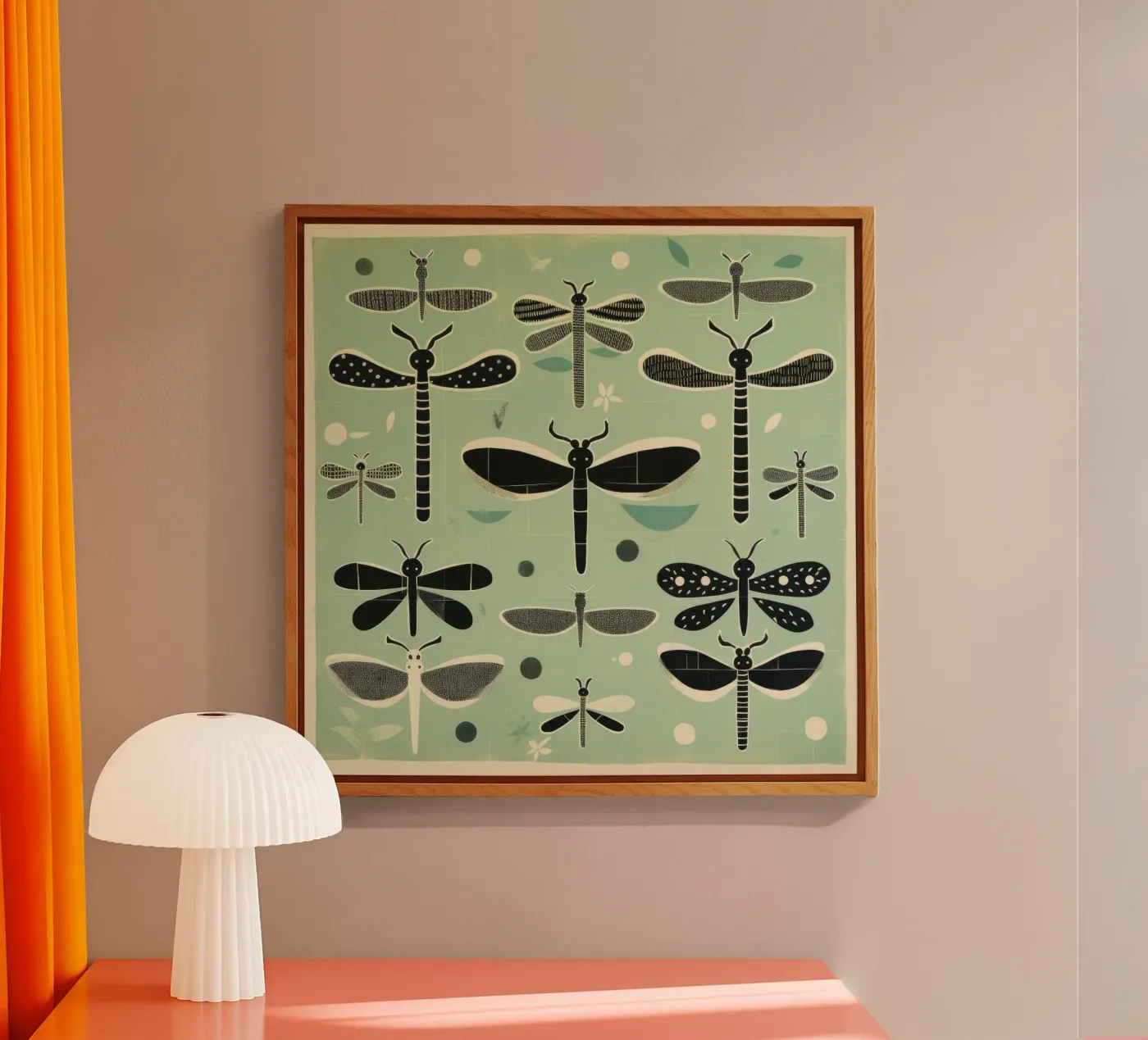 Groene libellen acryl van Minimal Animal Art