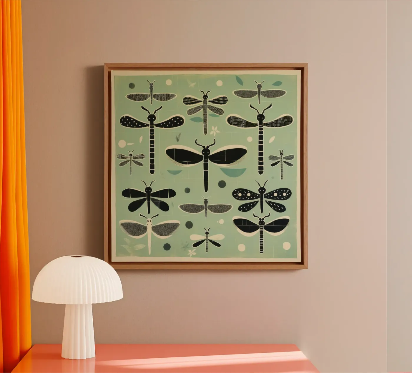 Groene libellen canvas van Minimal Animal Art