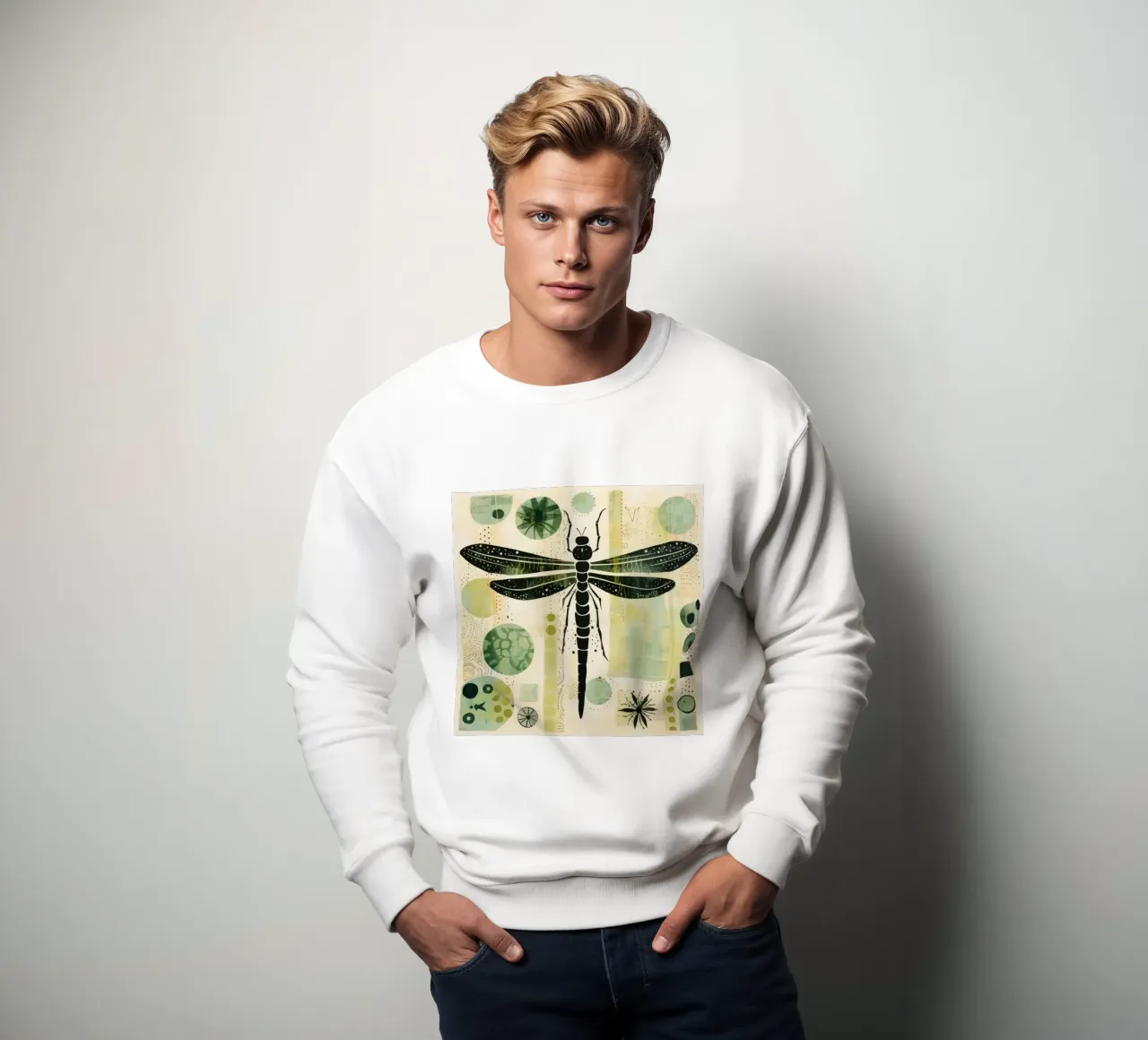 Libélula verde 2 sudadera de Minimal Animal Art