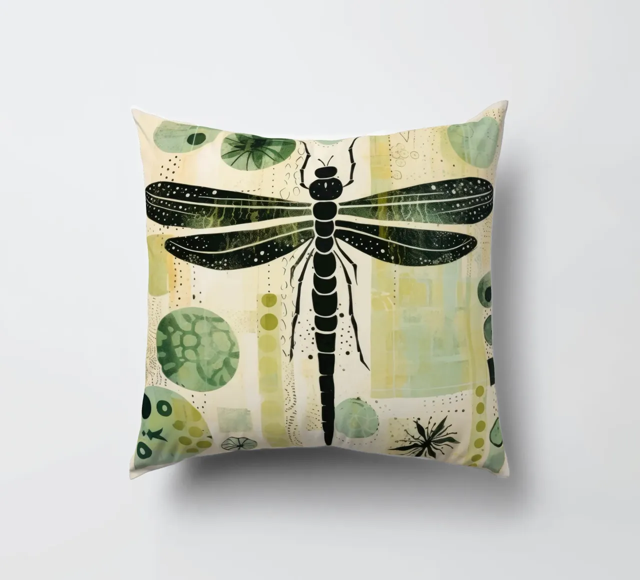 Libellula verde 2 cuscino da Minimal Animal Art