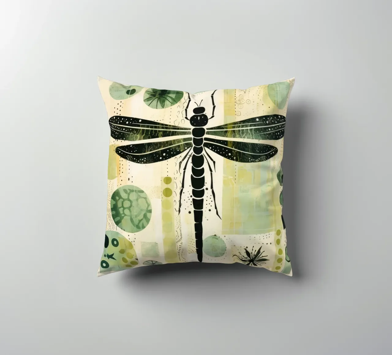 Libellula verde 2 cuscino da Minimal Animal Art