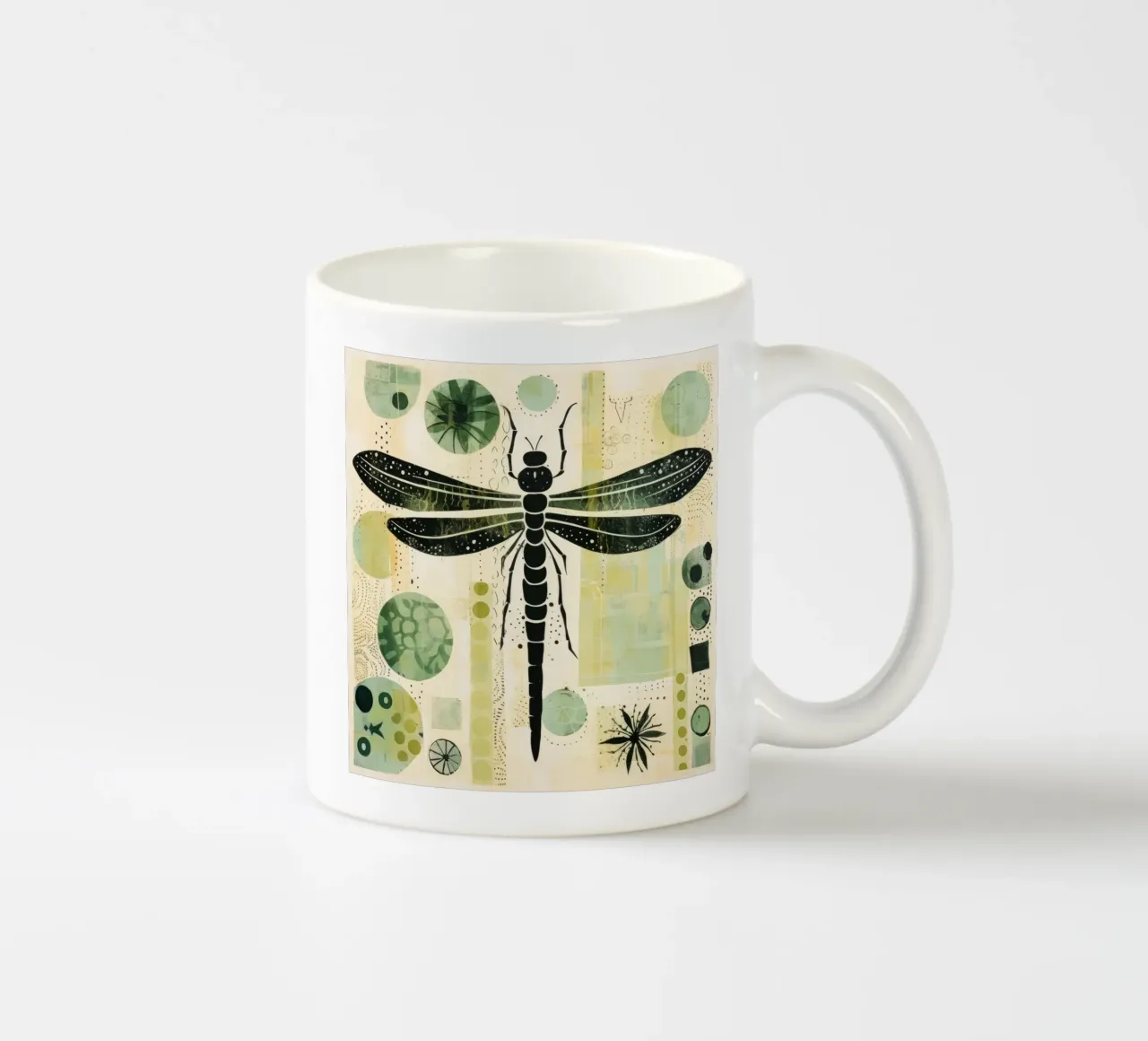 Libellula verde 2 tazza in ceramica da Minimal Animal Art