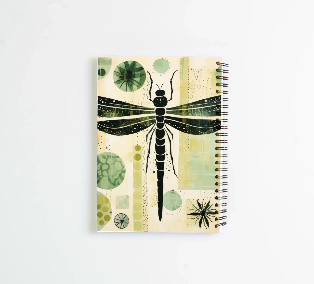 Green Dragonfly 2 spiral notebook by Minimal Animal Art