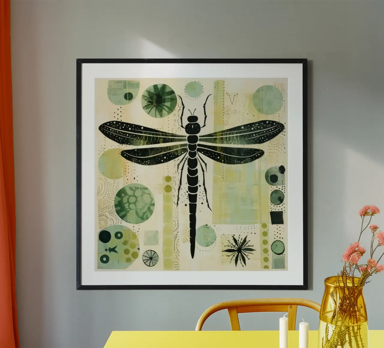 Libellula verde 2 carta hahnemühle da Minimal Animal Art