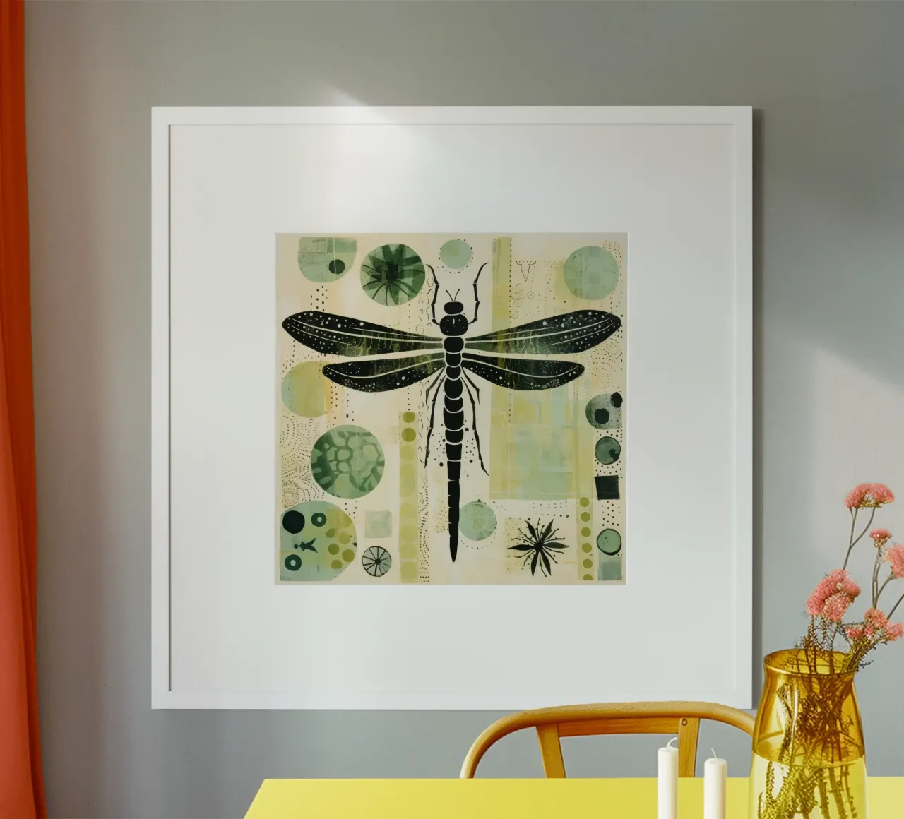 Libellula verde poster da Minimal Animal Art