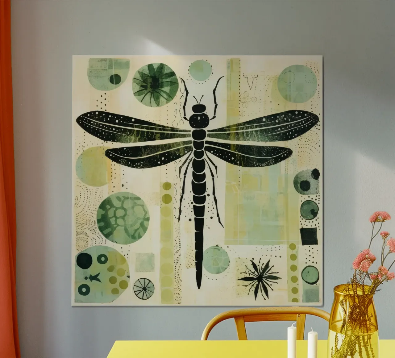 Libellula verde 2 carta hahnemühle da Minimal Animal Art