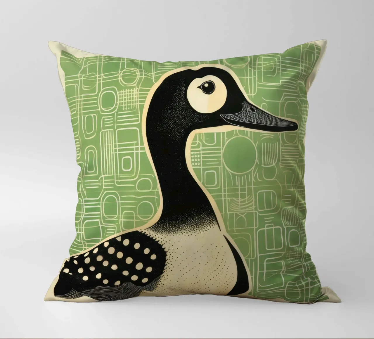 Anatra verde 1 cuscino da Minimal Animal Art