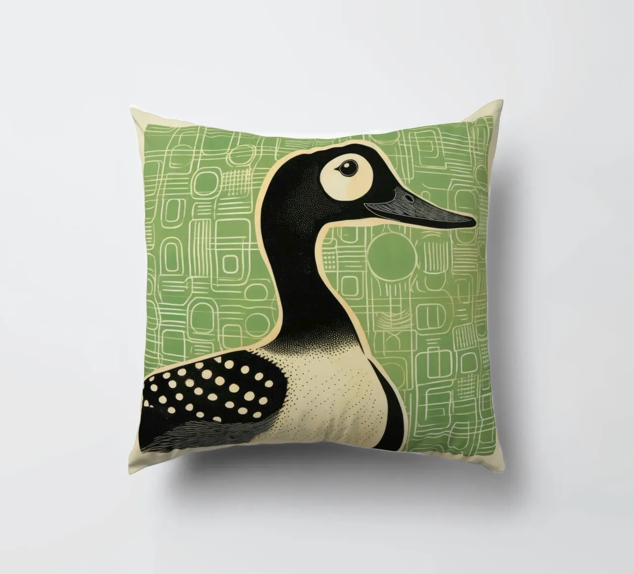 Anatra verde 1 cuscino da Minimal Animal Art