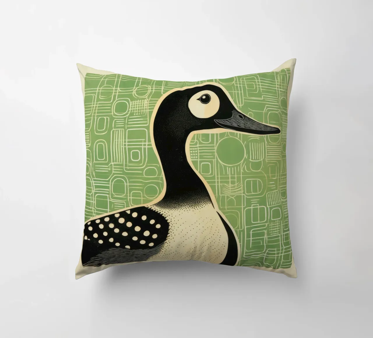 Anatra verde 1 cuscino da Minimal Animal Art