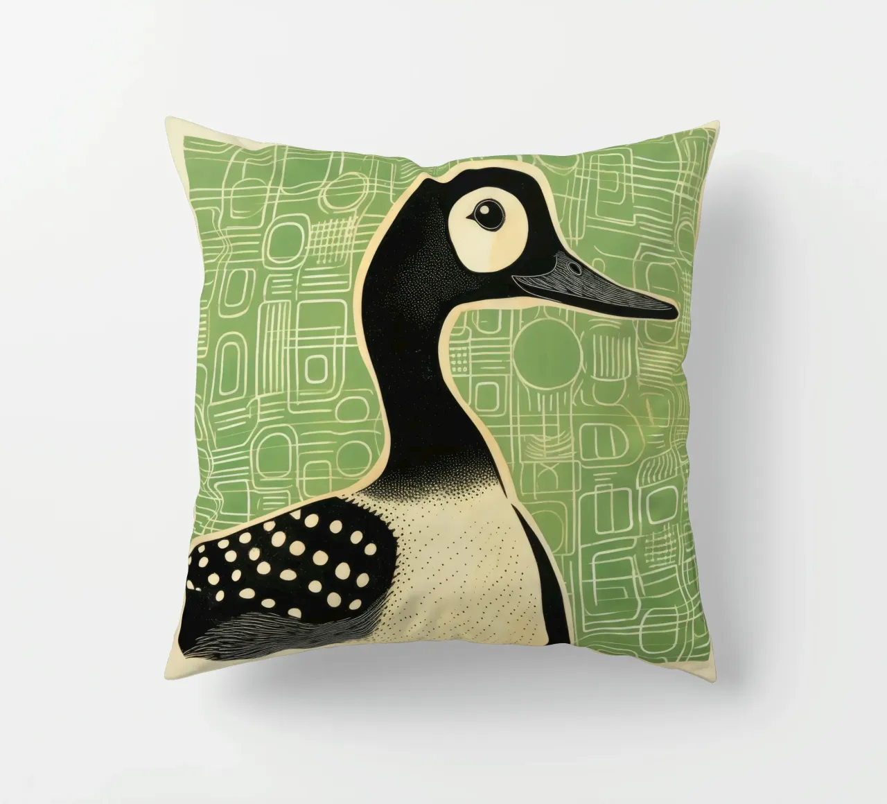 Anatra verde 1 cuscino da Minimal Animal Art
