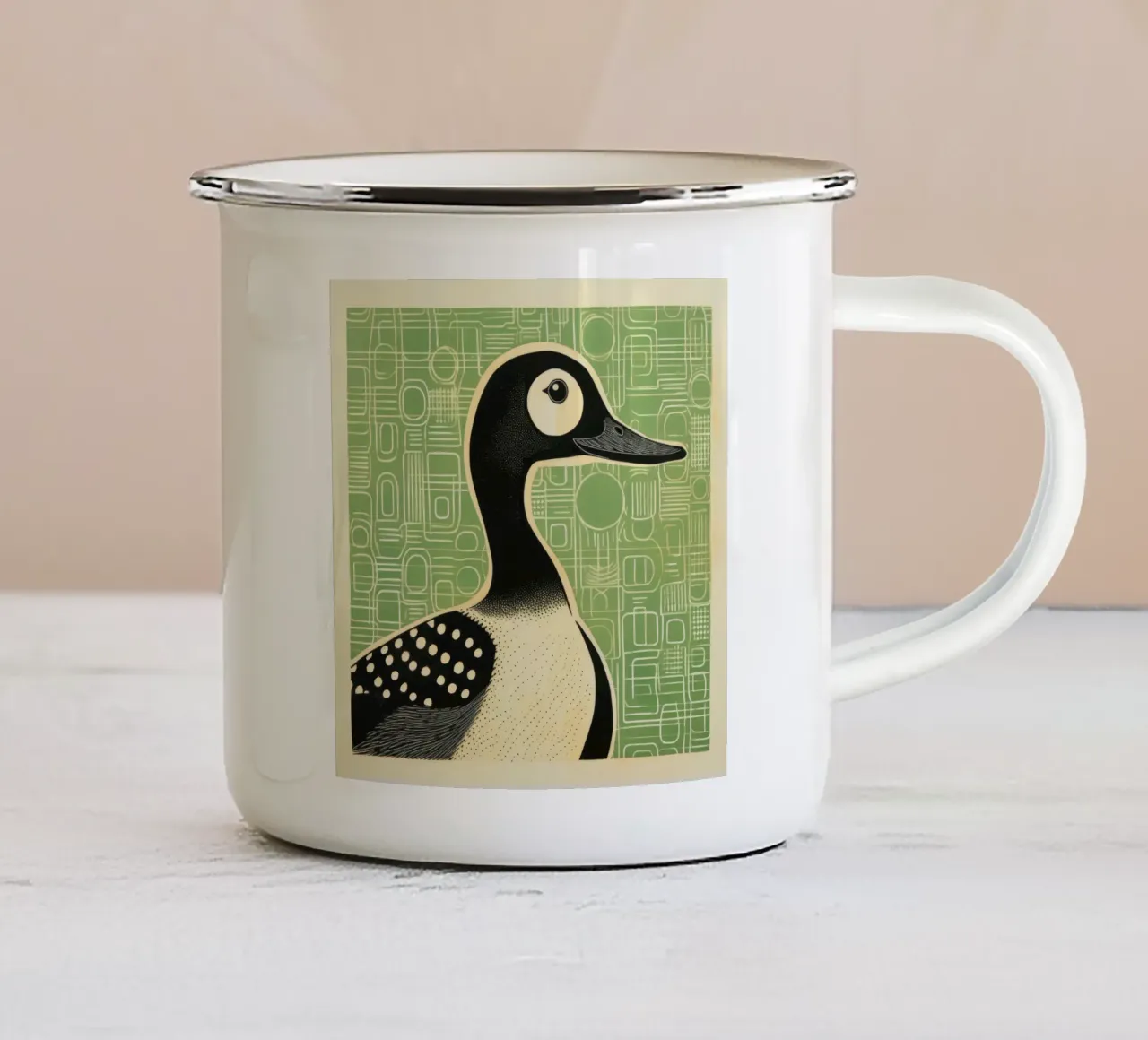 Anatra verde 1 tazza in smalto da Minimal Animal Art