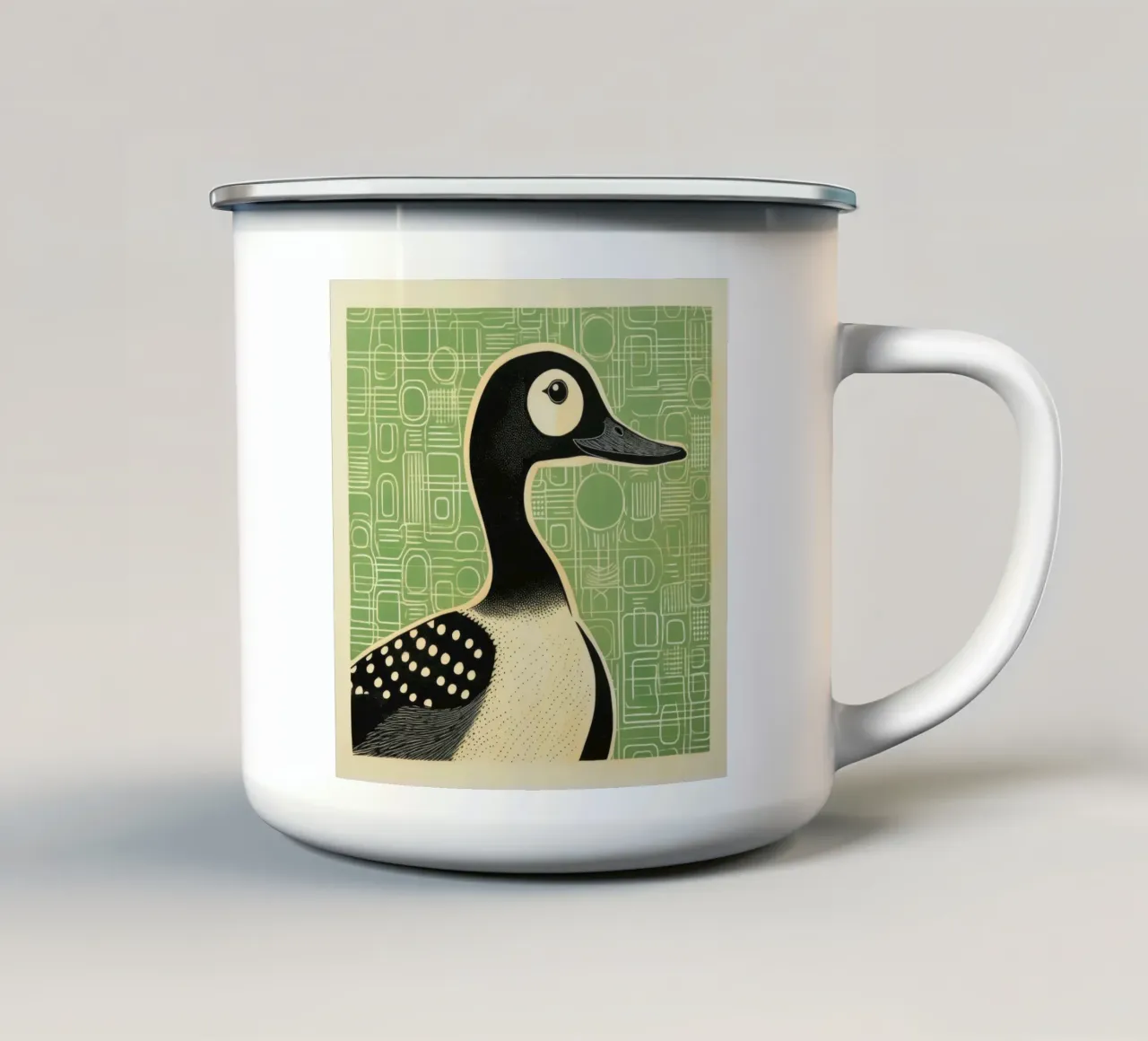Anatra verde 1 tazza in smalto da Minimal Animal Art