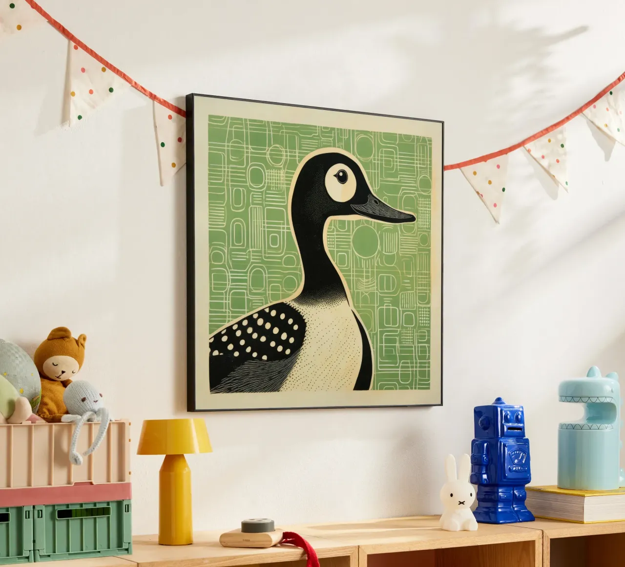 Anatra verde 1 alluminio dibond da Minimal Animal Art