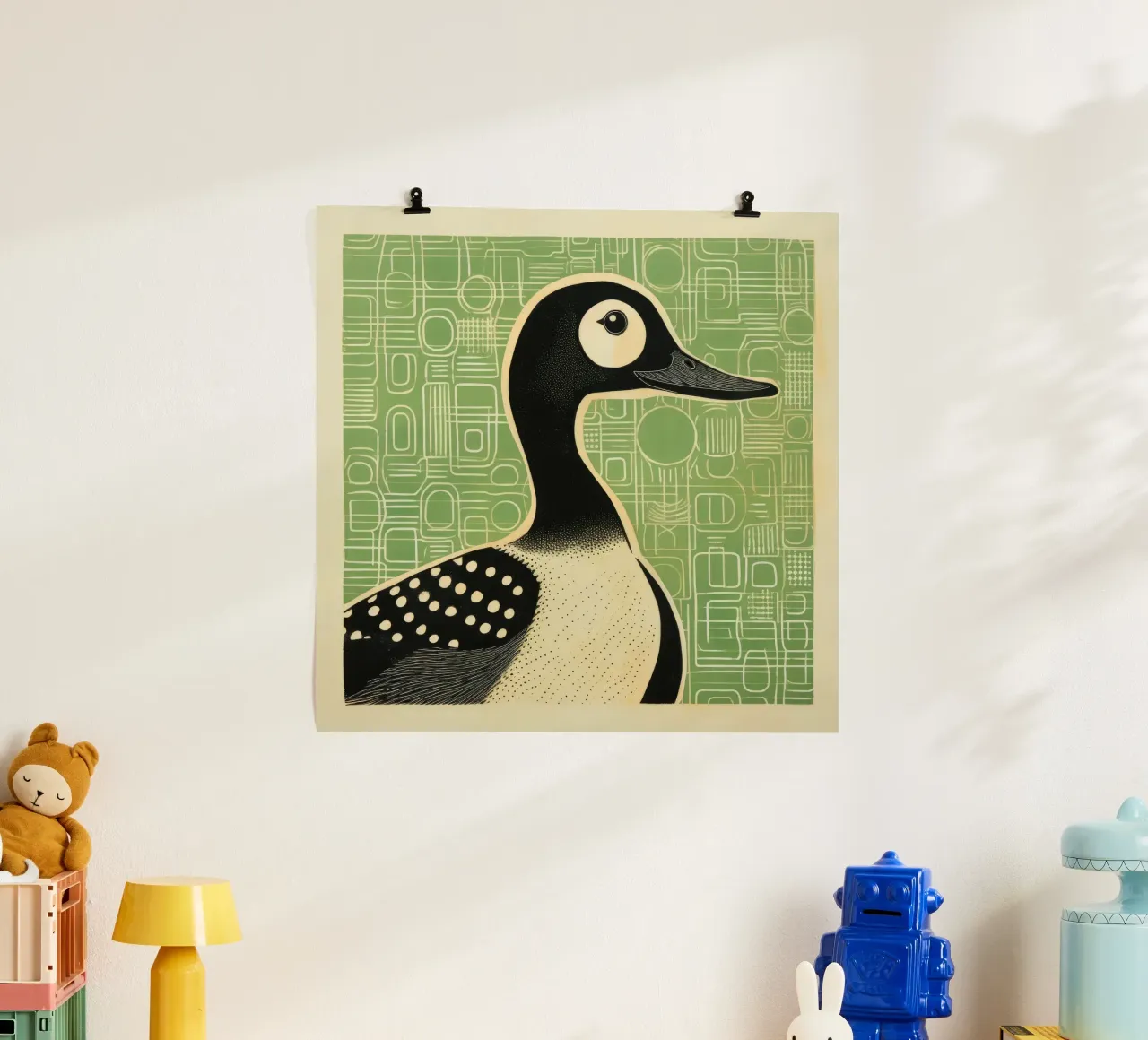 Anatra verde poster da Minimal Animal Art