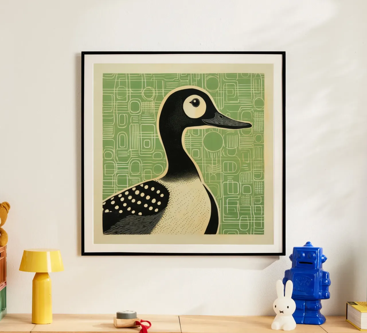 Anatra verde poster da Minimal Animal Art