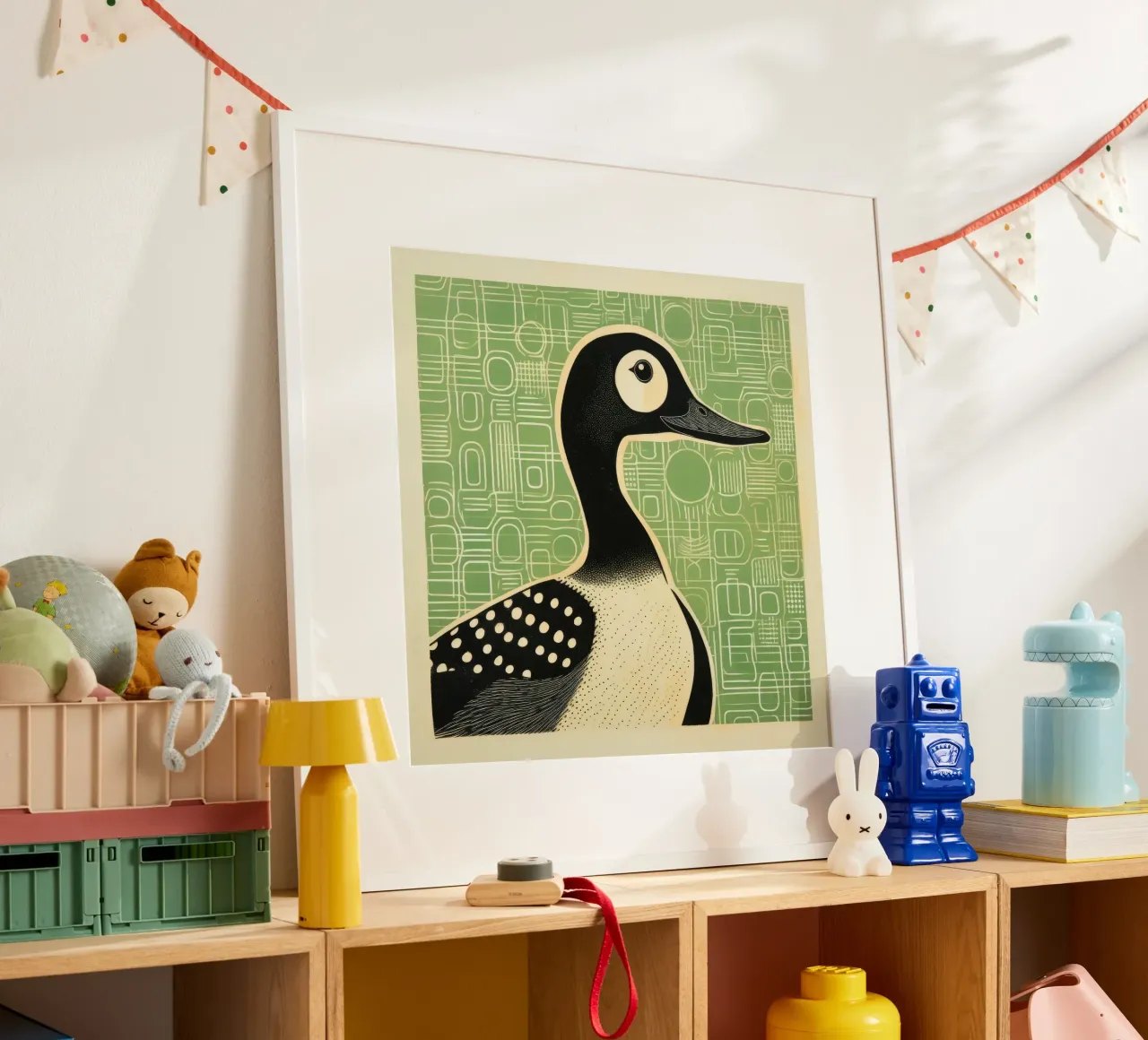 Anatra verde poster da Minimal Animal Art