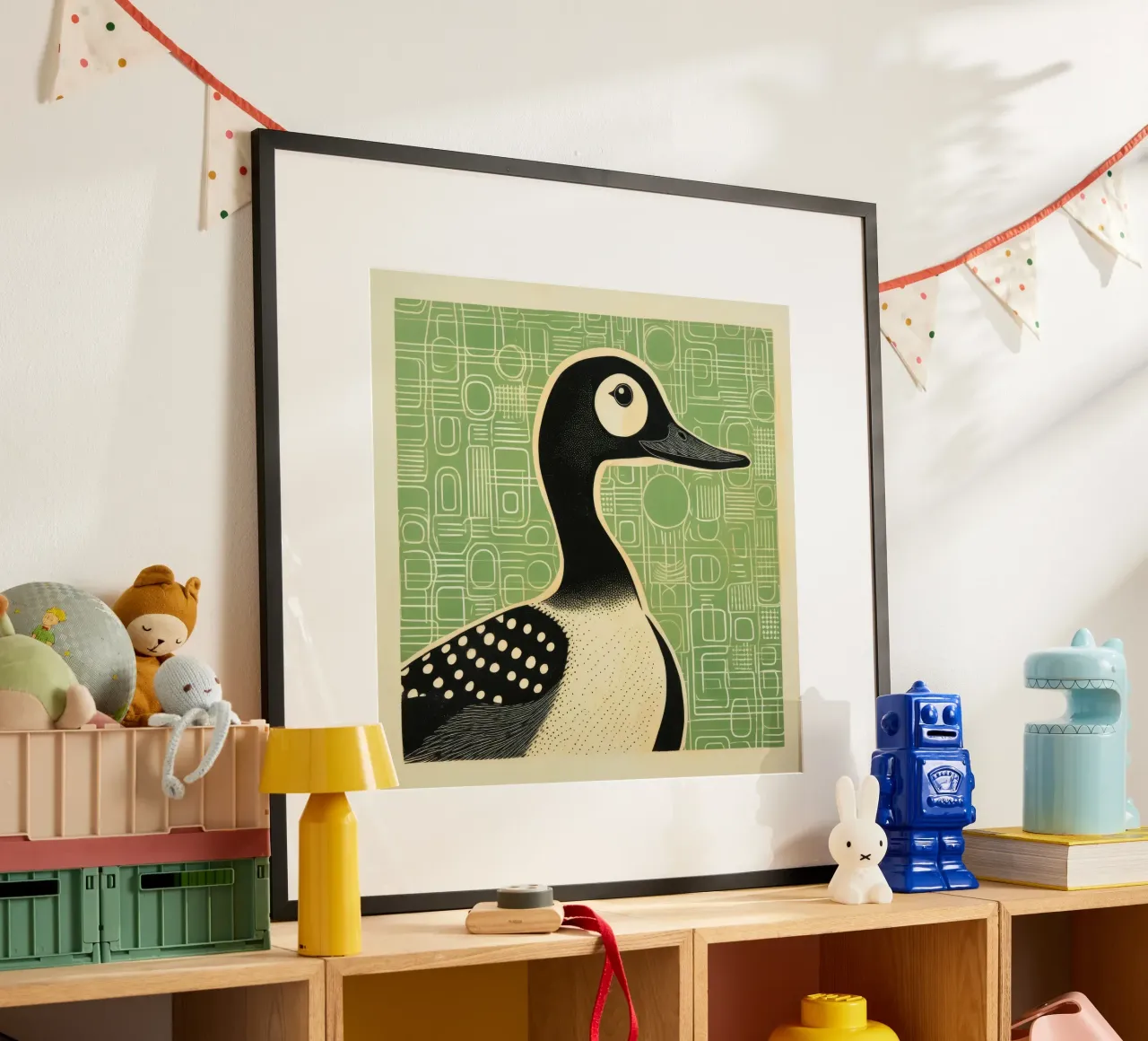 Anatra verde poster da Minimal Animal Art