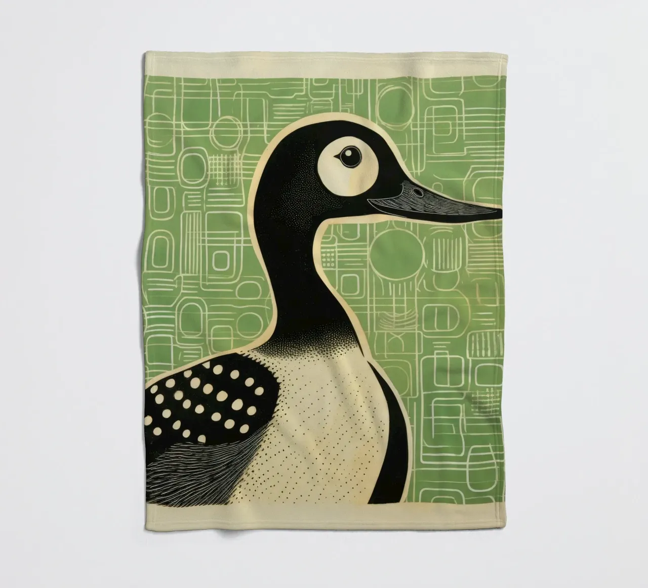 Anatra verde 1 coperta in pile da Minimal Animal Art