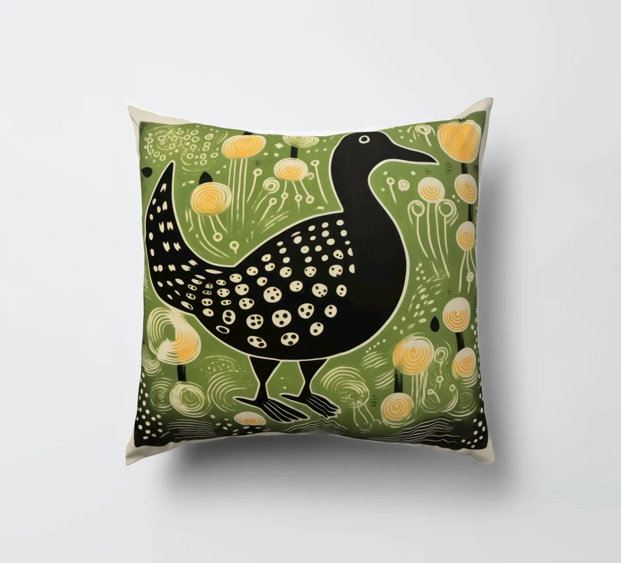 Anatra verde 2 cuscino da Minimal Animal Art