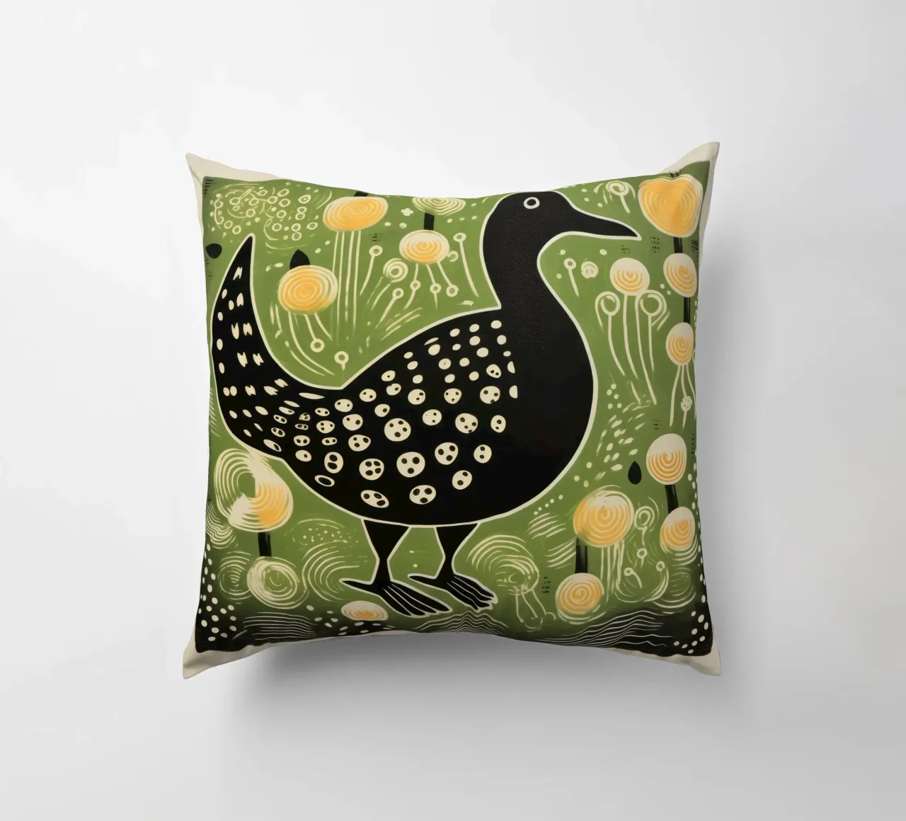Anatra verde 2 cuscino da Minimal Animal Art