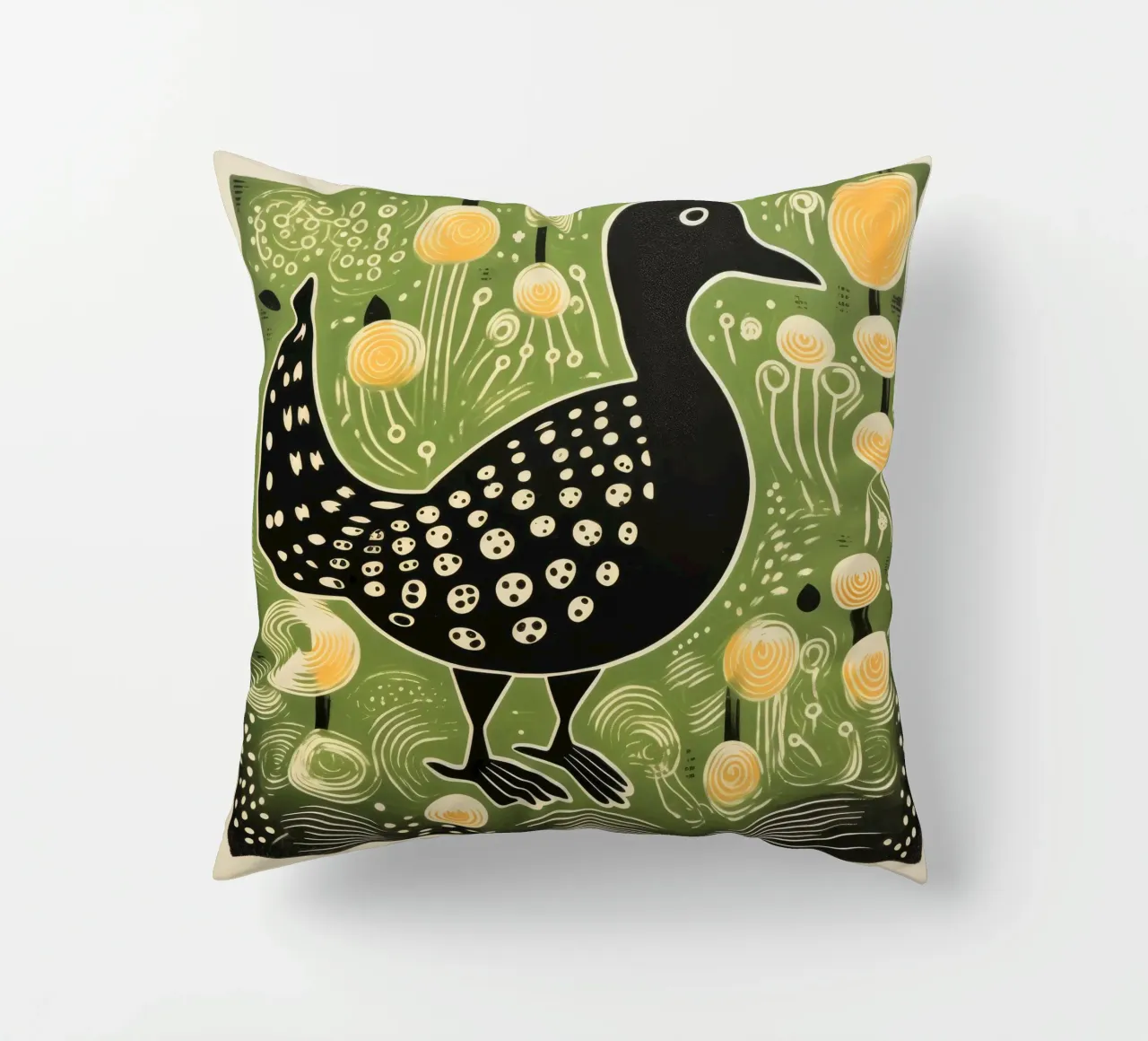 Anatra verde 2 cuscino da Minimal Animal Art