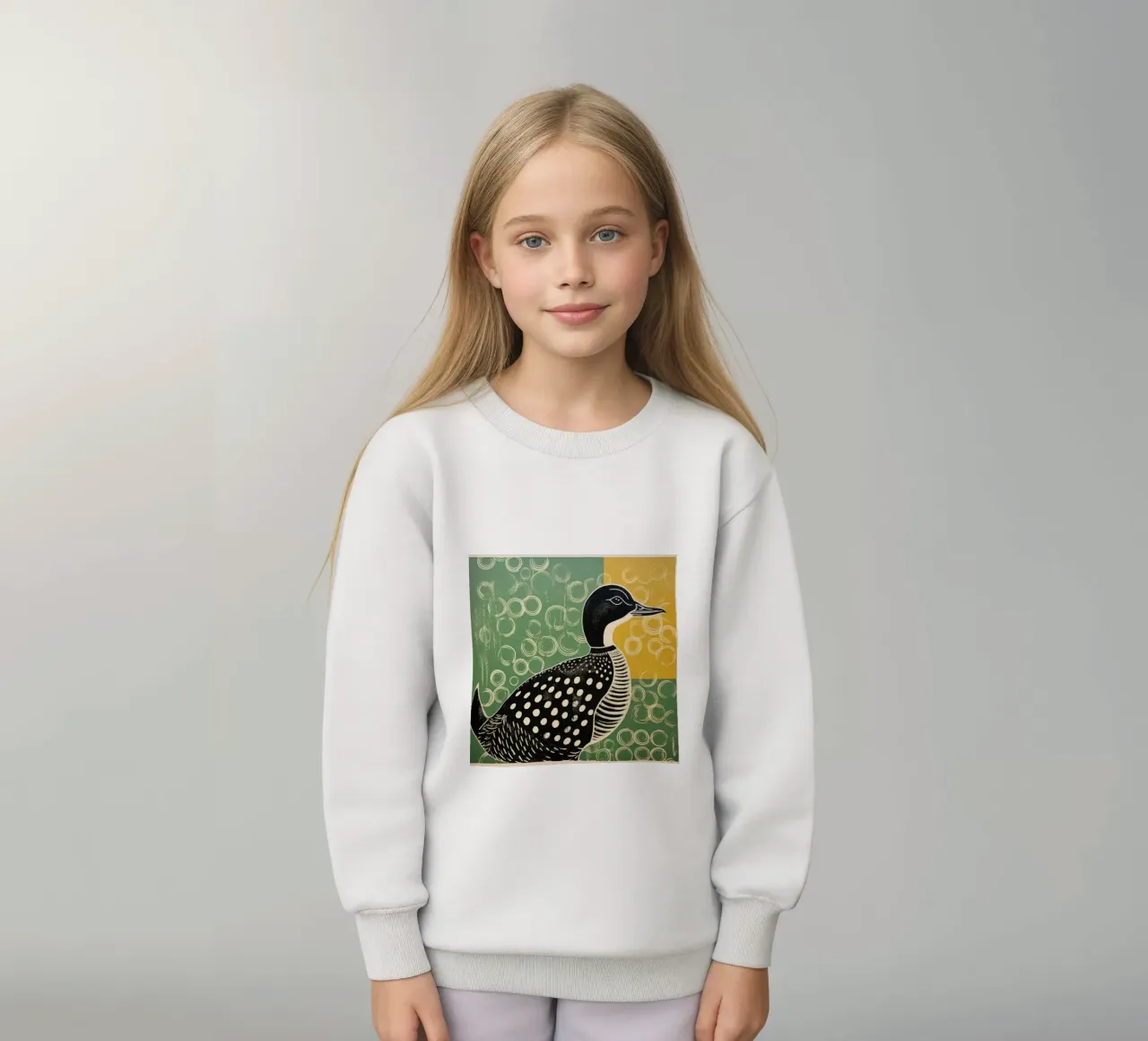 Anatra verde 3 felpa bambino da Minimal Animal Art