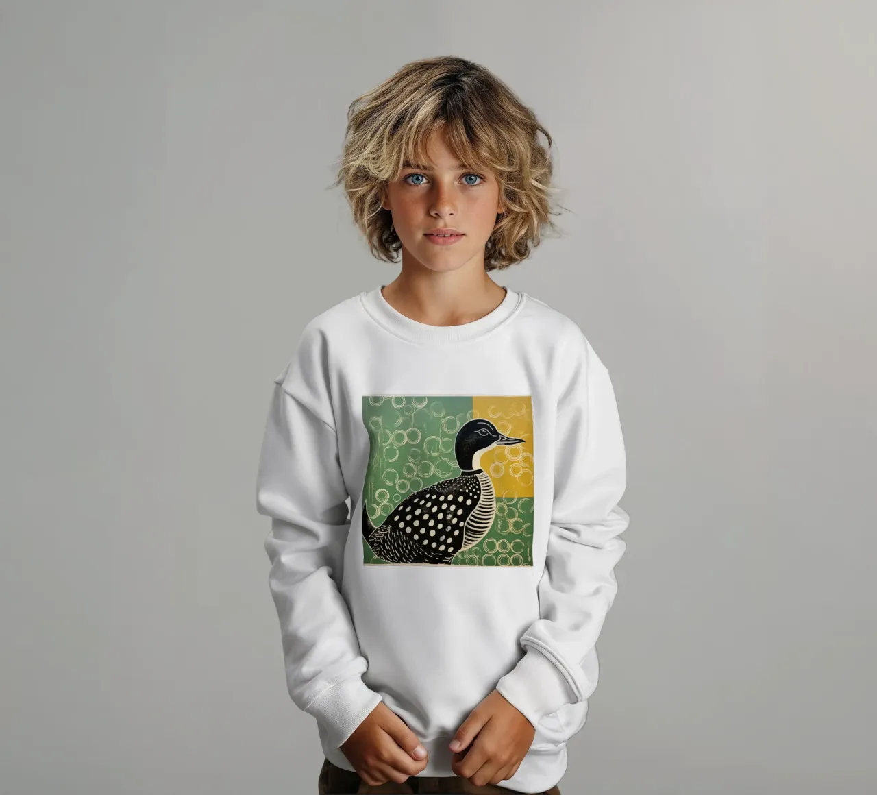 Anatra verde 3 felpa bambino da Minimal Animal Art