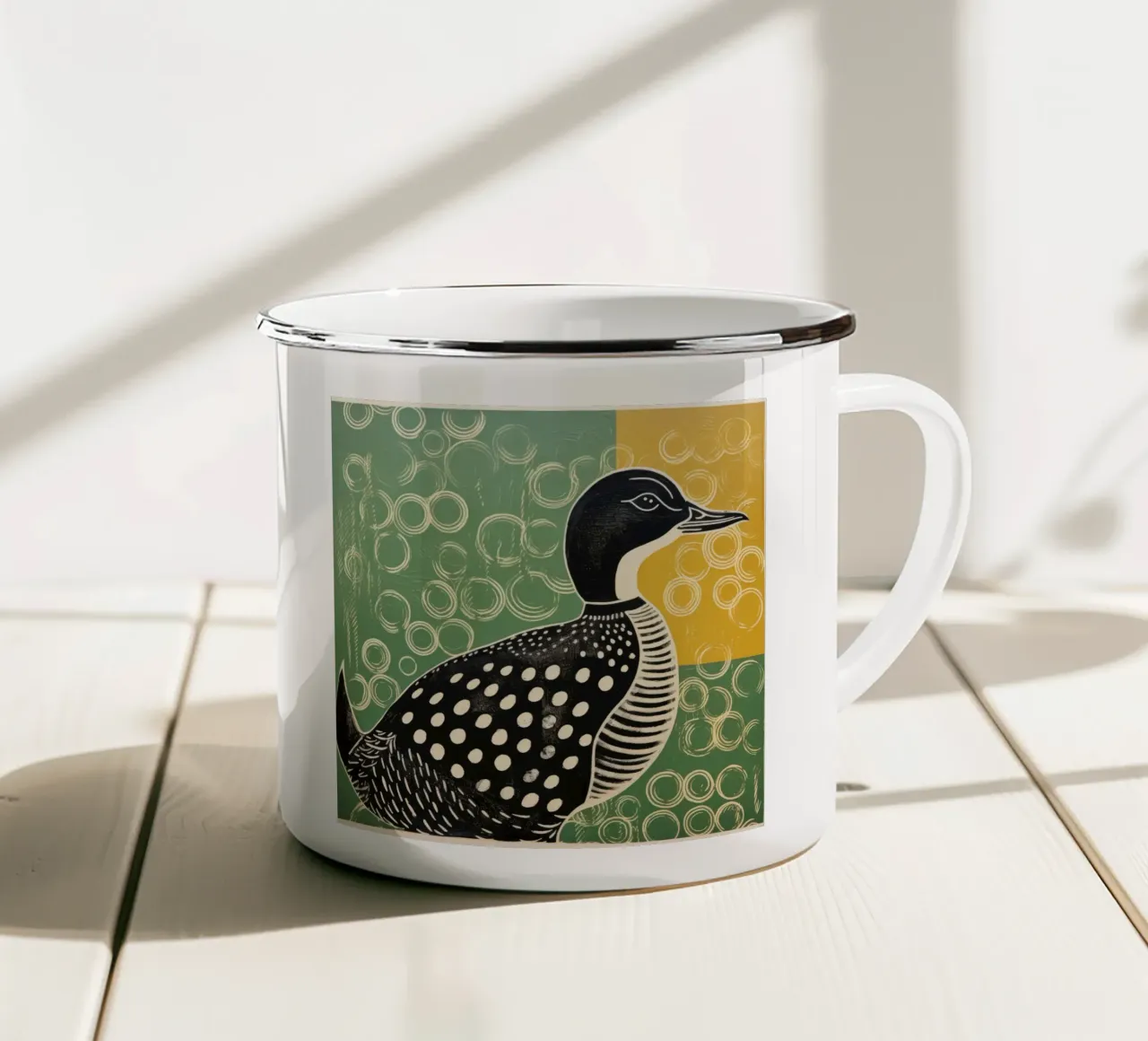 Anatra verde 3 tazza in smalto da Minimal Animal Art