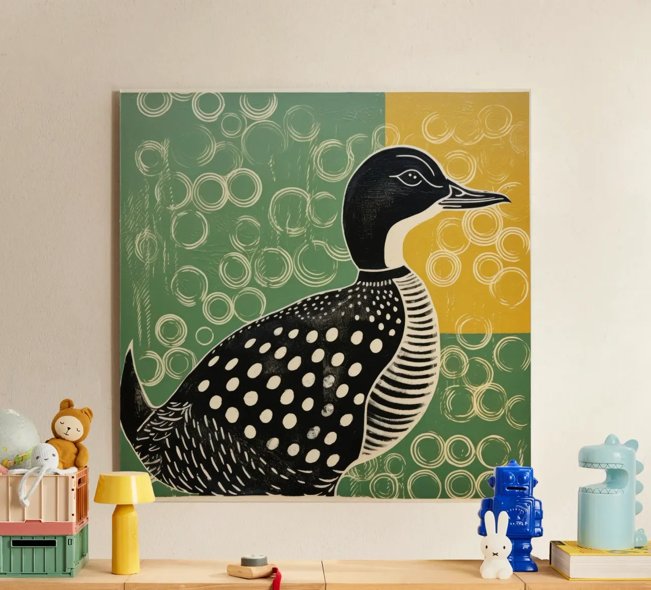 Green Duck 3 acryl van Minimal Animal Art