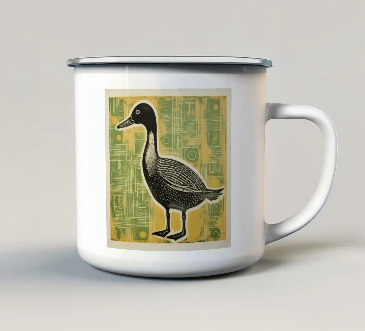 Anatra verde 4 tazza in smalto da Minimal Animal Art